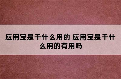 应用宝是干什么用的 应用宝是干什么用的有用吗